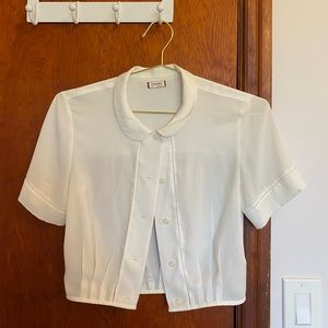 Aritzia White Blouse Cropped, Like-New, Size XS